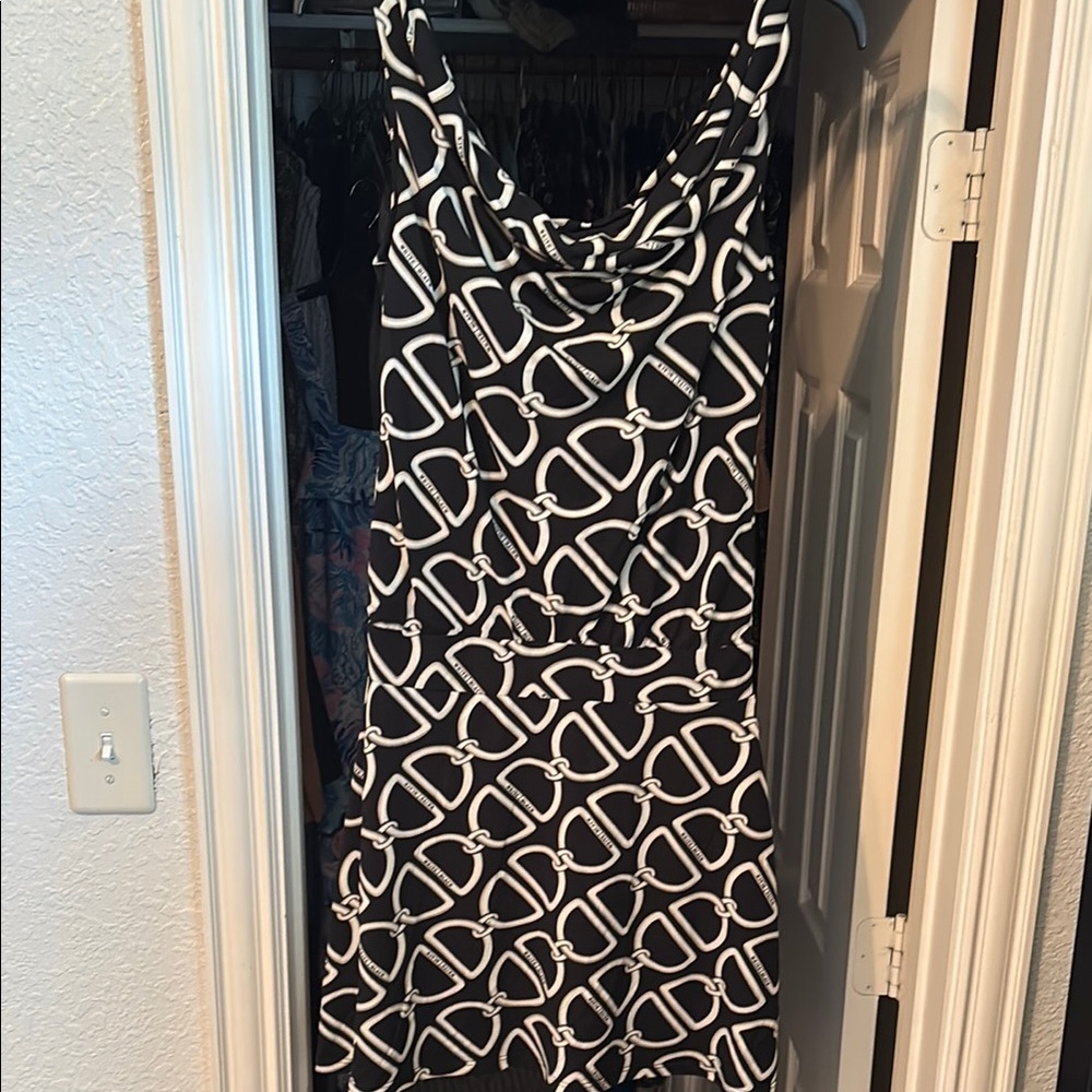 White House Black Market Black and White Sleeveless Sundress